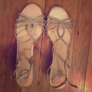 BRAND NEW, never worn, gold formal shoes. Size 10